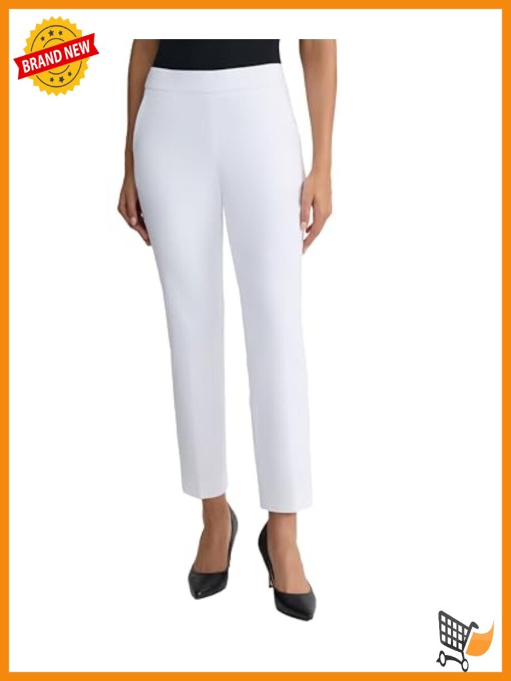 Pull-On Twill Straight Leg Cropped Pants Tailored Workwear